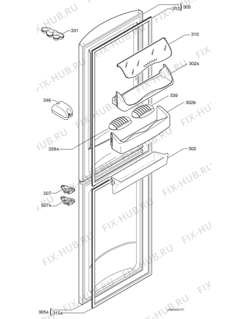 Взрыв-схема холодильника Zanussi ZX77/5SA - Схема узла Door 003